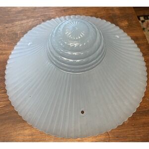 Macbeth Evans Petalware Monax Blue Opalescent Glass 3 Hole Ceiling Light Shade